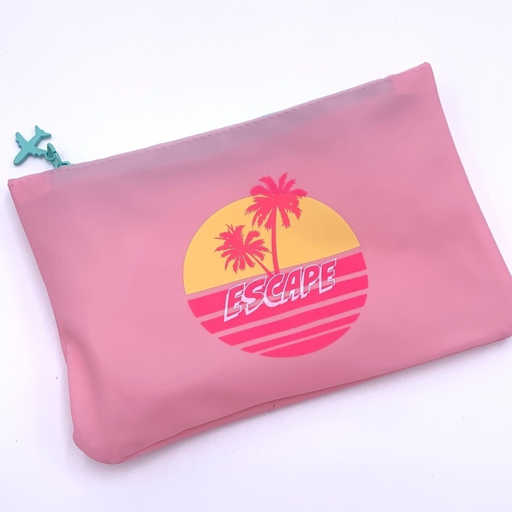 4/$10 Ipsy Glam Bag New July 2020 Take a Break Escape Frosted Pink Teal Airplane